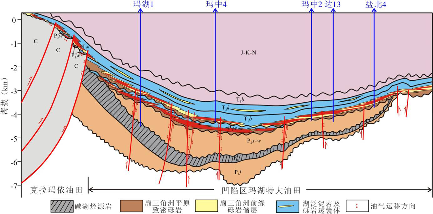 玛胡凹陷大油田剖面图